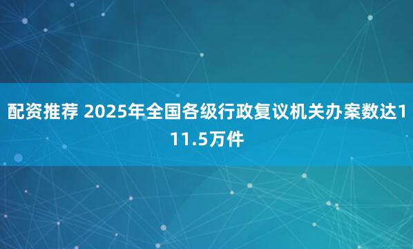配资推荐 2025年全国各级行政复议机关办案数达111.5万件