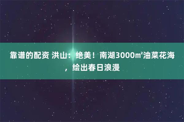 靠谱的配资 洪山:绝美!南湖3000㎡油菜花海,绘出春日浪漫